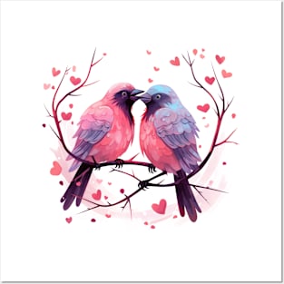 Valentine Kissing Crow Bird Couple Posters and Art